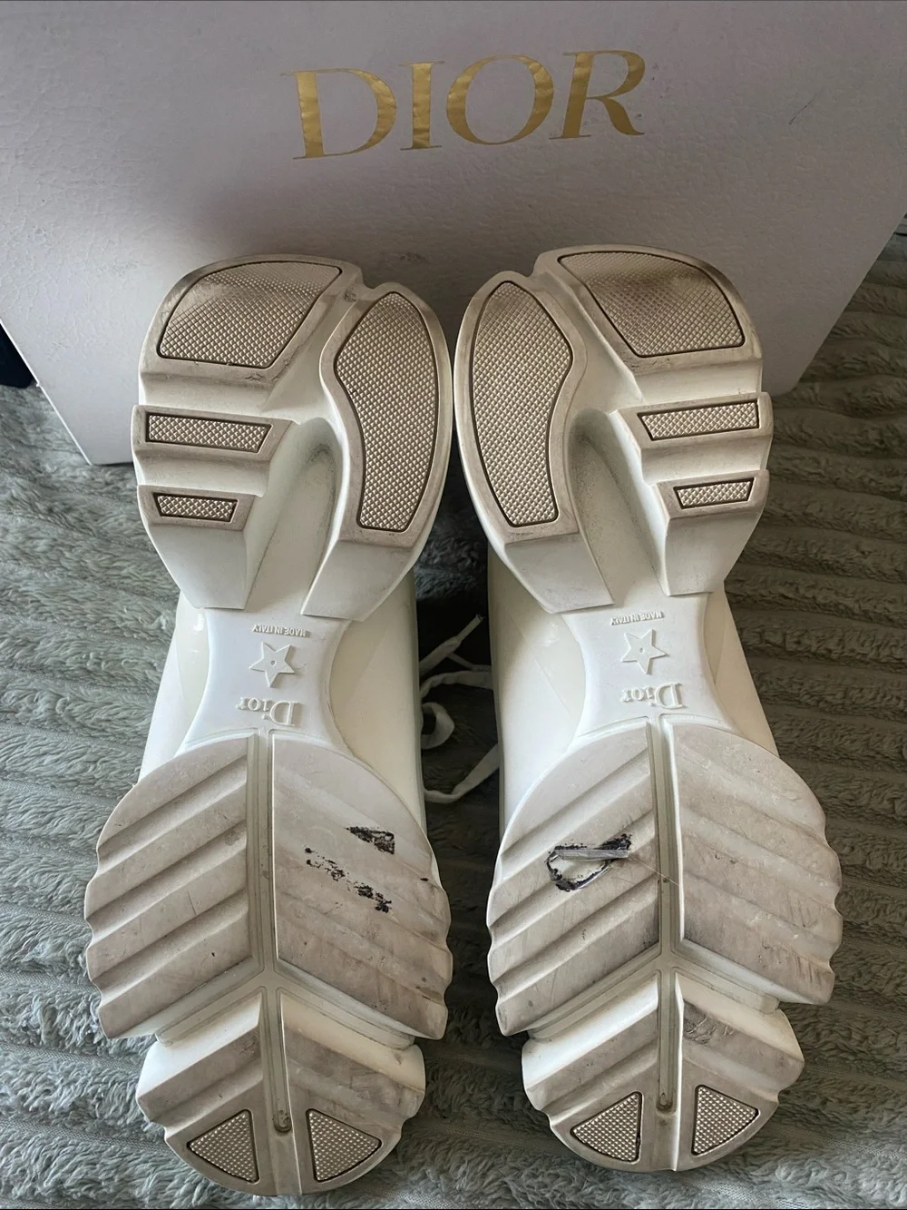 Dior Cream-White Women's Chunky Lace-Up Sneakers